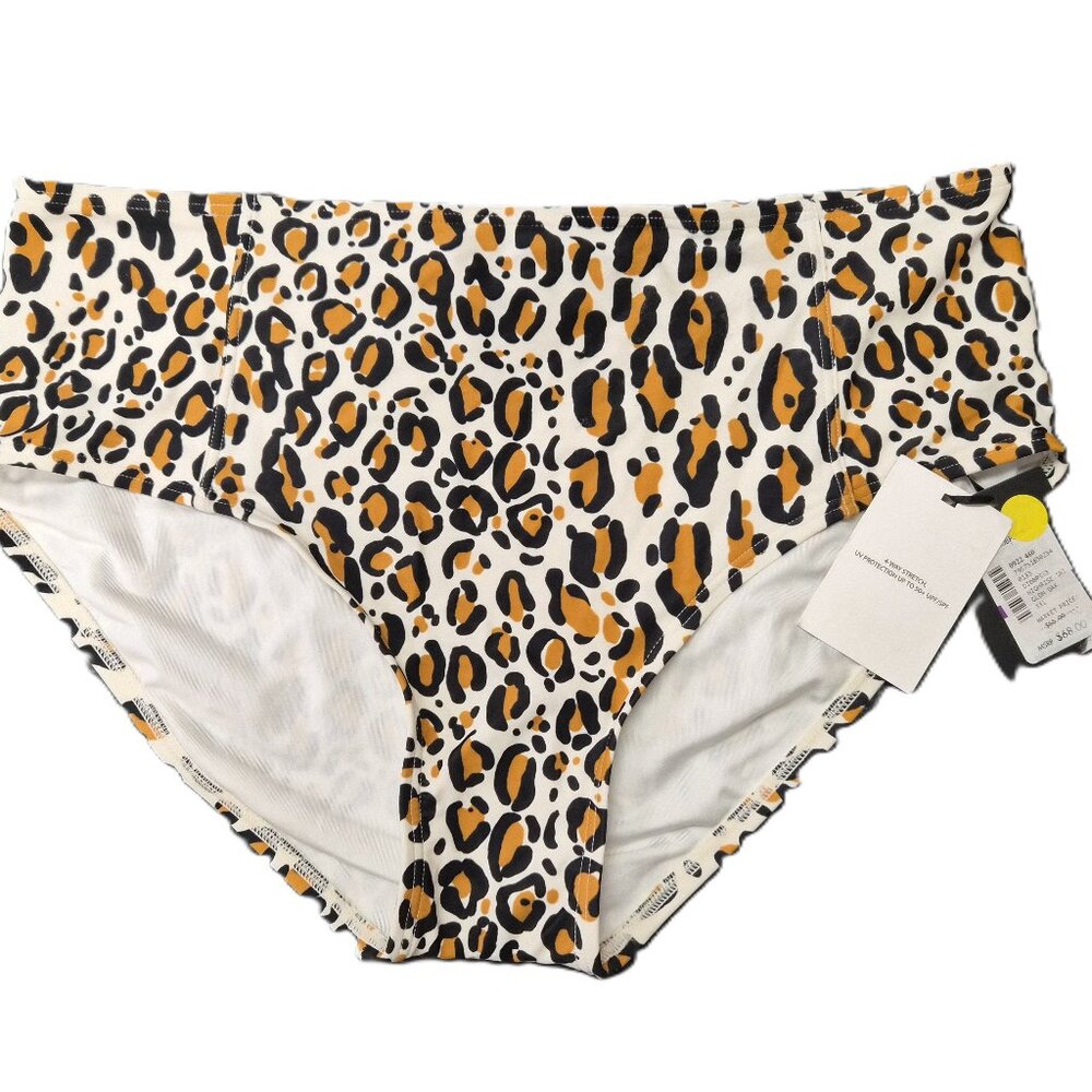 DKNY High Waisted Leopard Print Bikini Bottom XXL Y2K Resort